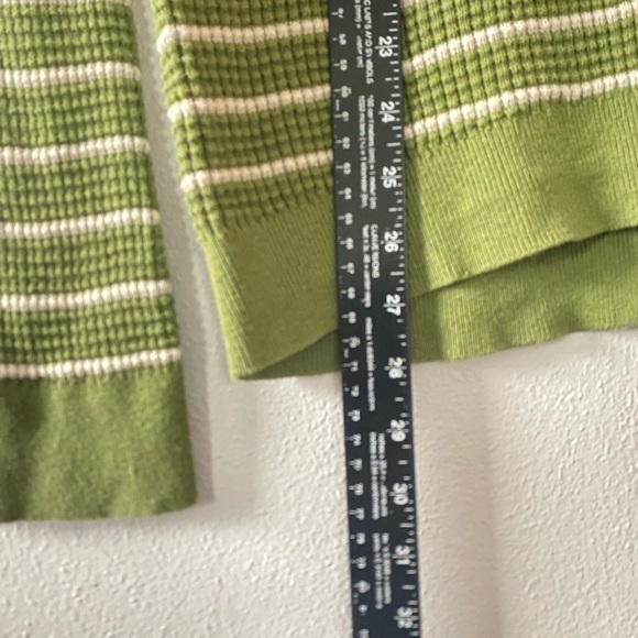 REI Thermal Waffle Knit Striped Top Women’s XL Green Long Sleeve 100% Cotton - Picture 6 of 6